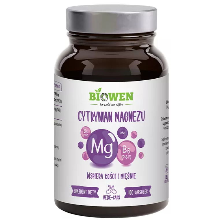CYTRYNIAN MAGNEZU + WITAMINA B6 BEZGLUTENOWY 100 KAPSUŁEK - BIOWEN