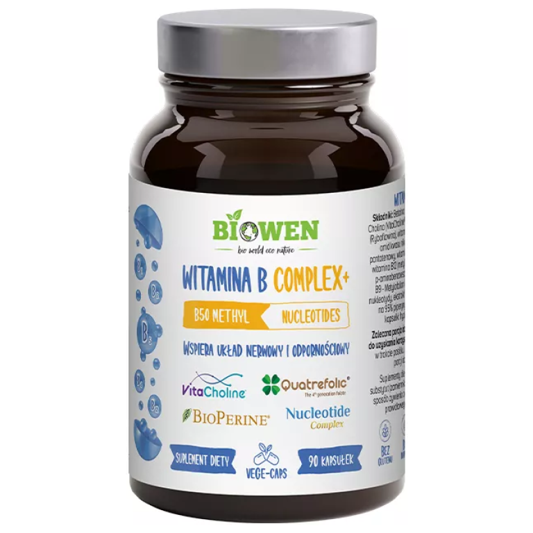 WITAMINA B COMPLEX+ BEZGLUTENOWA 90 KAPSUŁEK - BIOWEN
