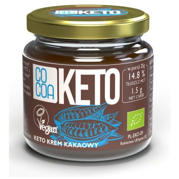 KREM MIGDAŁOWO - KAKAOWY Z OLEJEM MCT BEZ DODATKU CUKRÓW BEZGLUTENOWY KETO BIO 200 g - COCOA