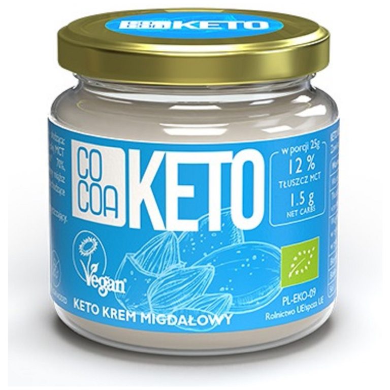 KREM MIGDAŁOWY Z OLEJEM MCT BEZ DODATKU CUKRÓW KETO BIO 200 g - COCOA