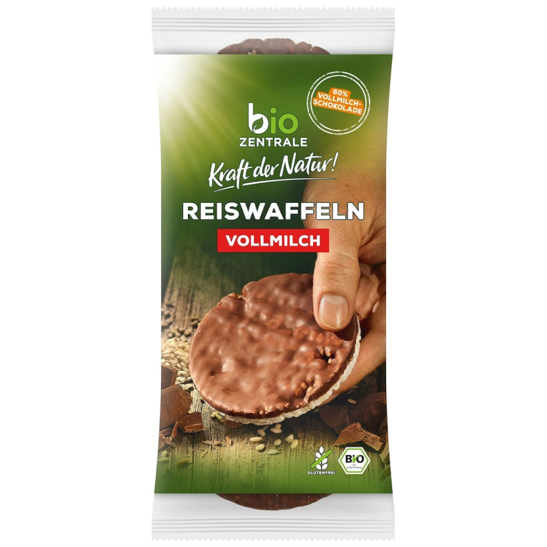 WAFLE RYŻOWE Z MLECZNĄ CZEKOLADĄ BEZGLUTENOWE BIO 100 g - BIO ZENTRALE