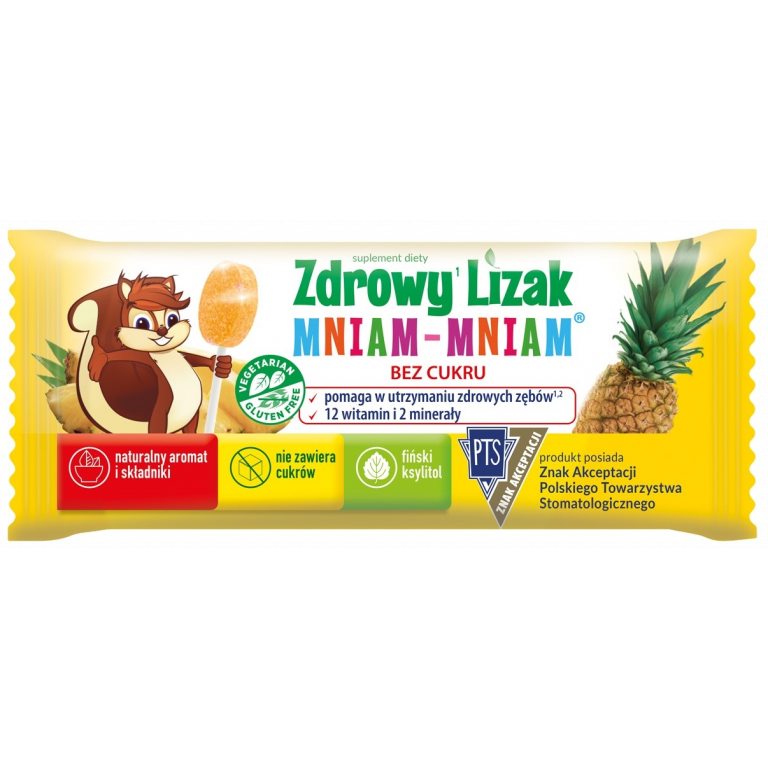 LIZAK O SMAKU ANANASOWYM Z WITAMINAMI I MINERAŁAMI BEZGLUTENOWY 6 g - MNIAM MNIAM STARPHARMA