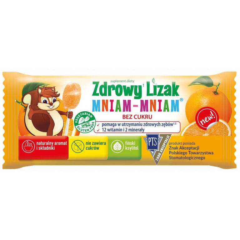 LIZAK O SMAKU POMARAŃCZOWYM Z WITAMINAMI I MINERAŁAMI BEZGLUTENOWY 6 g - MNIAM MNIAM STARPHARMA