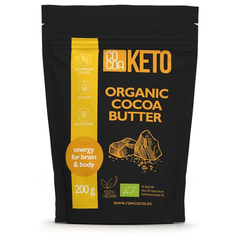 TŁUSZCZ KAKAOWY BEZGLUTENOWY KETO BIO 200 g - COCOA