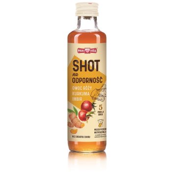 SHOT NA ODPORNOŚĆ OWOC RÓŻY - KURKUMA - IMBIR BEZ DODATKU CUKRÓW 250 ml - POLSKA RÓŻA
