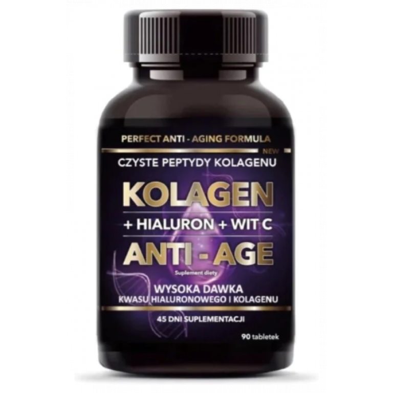 KOLAGEN + KWAS HIALURONOWY + WITAMINA C ANTI - AGE 90 TABLETEK - INTENSON