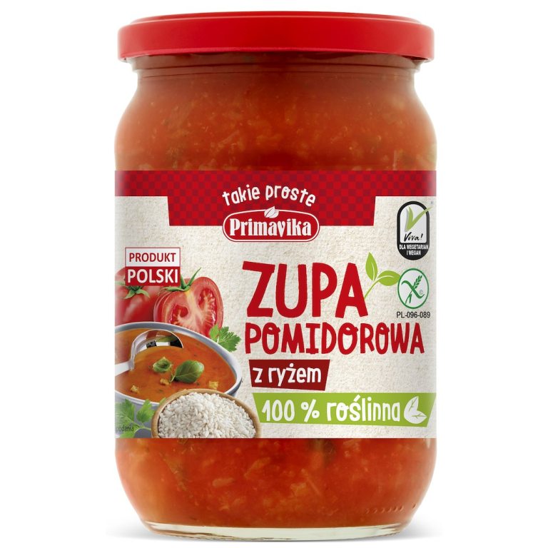 ZUPA POMIDOROWA Z RYŻEM BEZGLUTENOWA 700 g - PRIMAVIKA