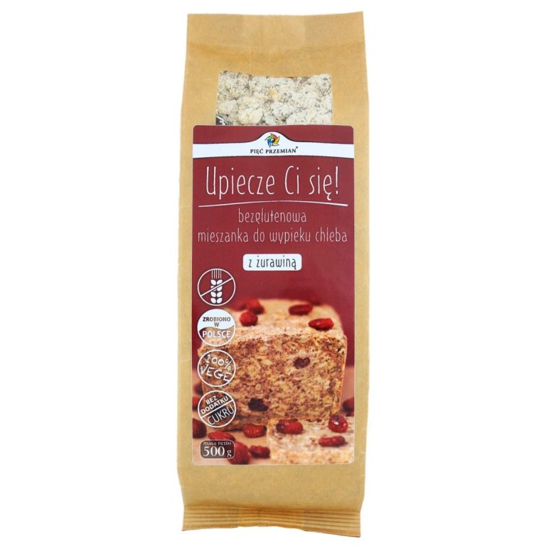 MIESZANKA DO WYPIEKU CHLEBA Z ŻURAWINĄ BEZGLUTENOWA 500 g - PIĘĆ PRZEMIAN