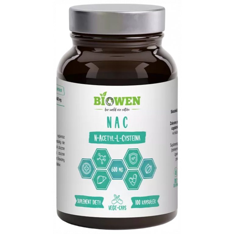 NAC (N-ACETYLO-L-CYSTEINA) (600 mg) BEZGLUTENOWA 100 KAPSUŁEK - HEMPKING (BIOWEN)