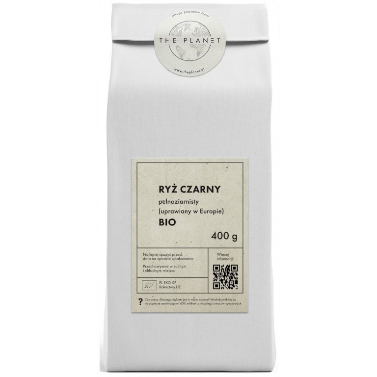 RYŻ CZARNY PEŁNOZIARNISTY (UPRAWIANY W EUROPIE) BIO 400 g - THE PLANET