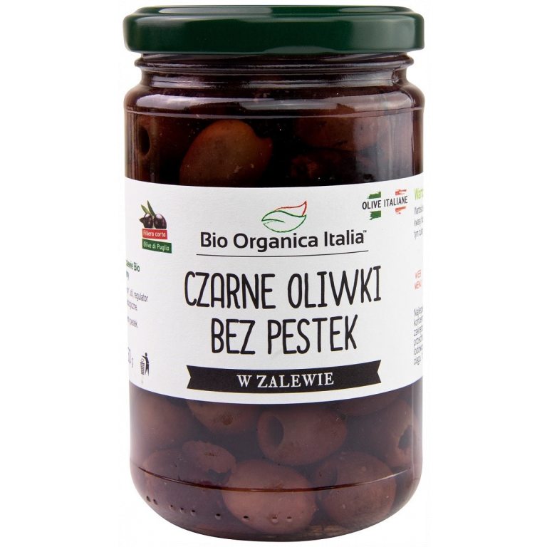 OLIWKI CZARNE BEZ PESTEK W ZALEWIE BIO 280 g (160 g) (SŁOIK) - BIO ORGANICA ITALIA