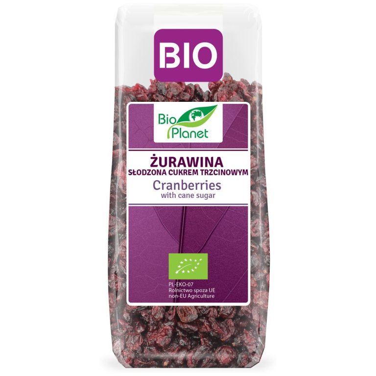 ŻURAWINA SŁODZONA CUKREM TRZCINOWYM BIO 100 g - BIO PLANET