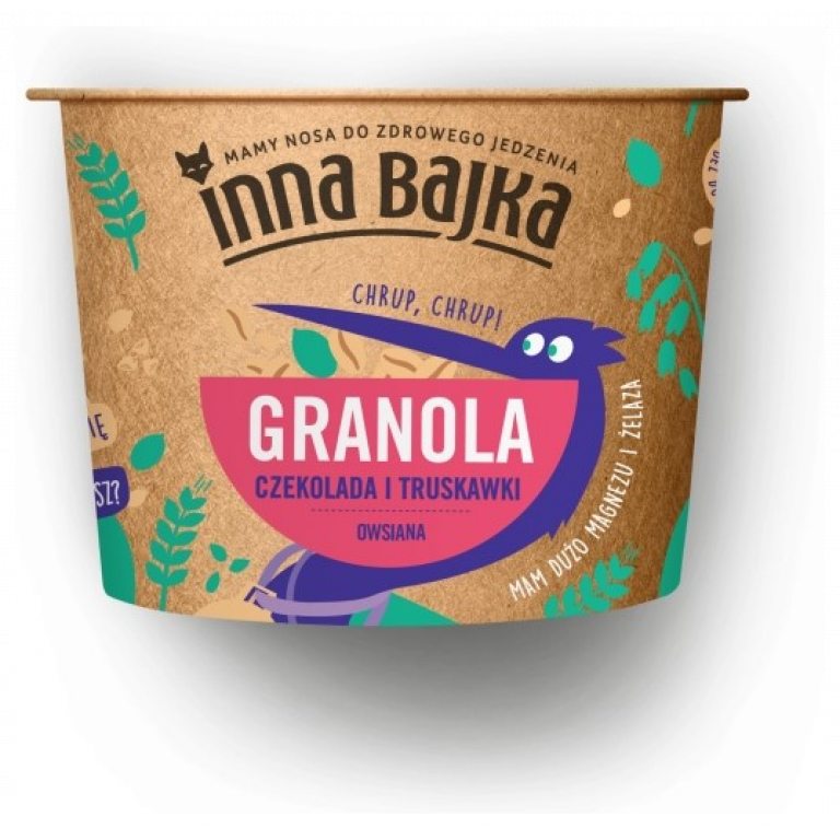 GRANOLA OWSIANA Z CZEKOLADĄ I TRUSKAWKĄ 65 g - INNA BAJKA