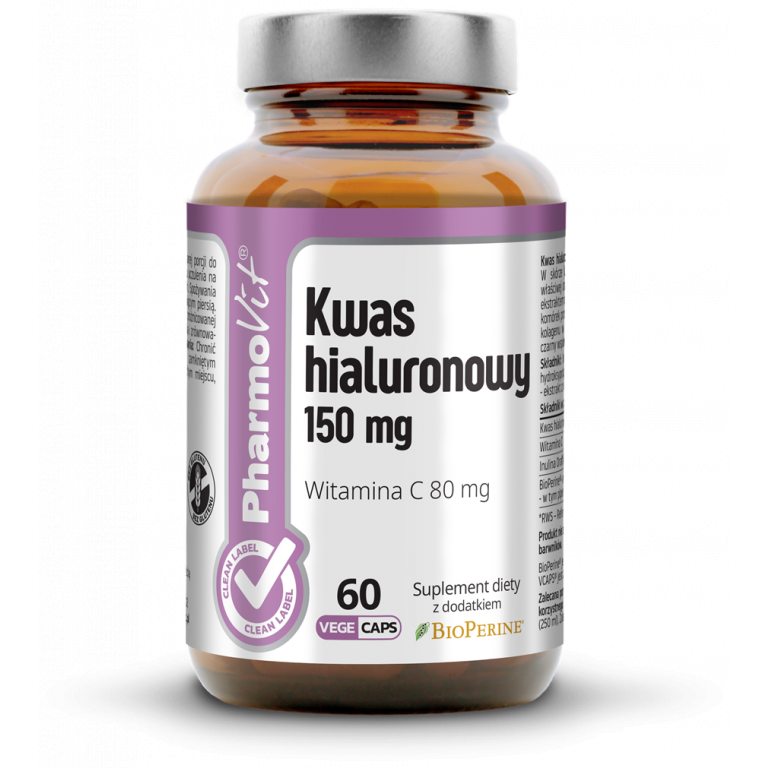 KWAS HIALURONOWY (150 mg) BEZGLUTENOWY 60 KAPSUŁEK - PHARMOVIT (CLEAN LABEL)