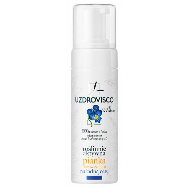 PIANKA DO MYCIA TWARZY AKTYWNA OCZYSZCZAJĄCA 150 ml - UZDROVISCO (FIOŁEK)