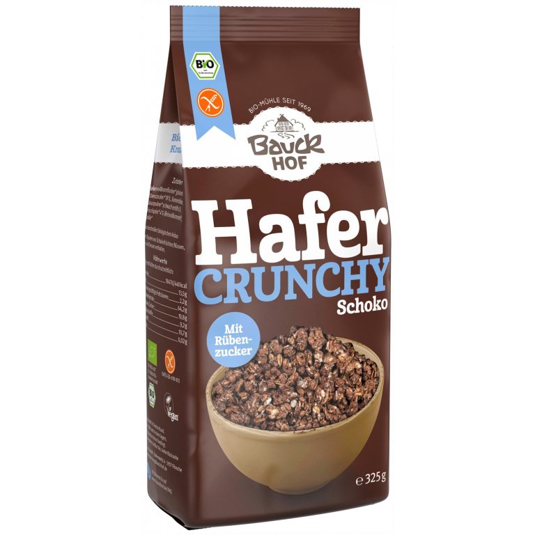 CRUNCHY OWSIANE KAKAOWE BEZGLUTENOWE BIO 325 g - BAUCK HOF