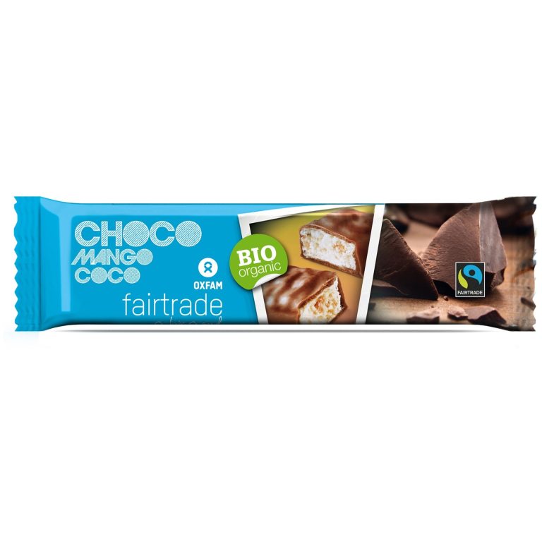 BATON Z NADZIENIEM KOKOS - MANGO W POLEWIE Z MLECZNEJ CZEKOLADY FAIR TRADE BIO 33 g - OXFAM