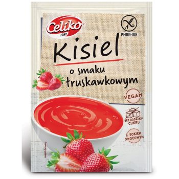 KISIEL O SMAKU TRUSKAWKOWYM BEZ DODATKU CUKRÓW BEZGLUTENOWY 40 g - CELIKO