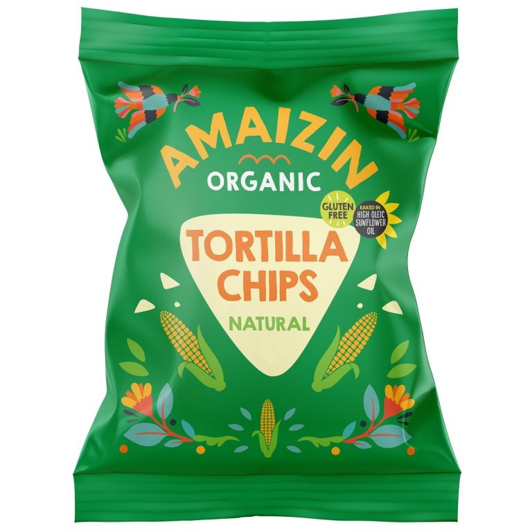 CHIPSY TORTILLA KUKURYDZIANE SOLONE BEZGLUTENOWE BIO 75 g - AMAIZIN