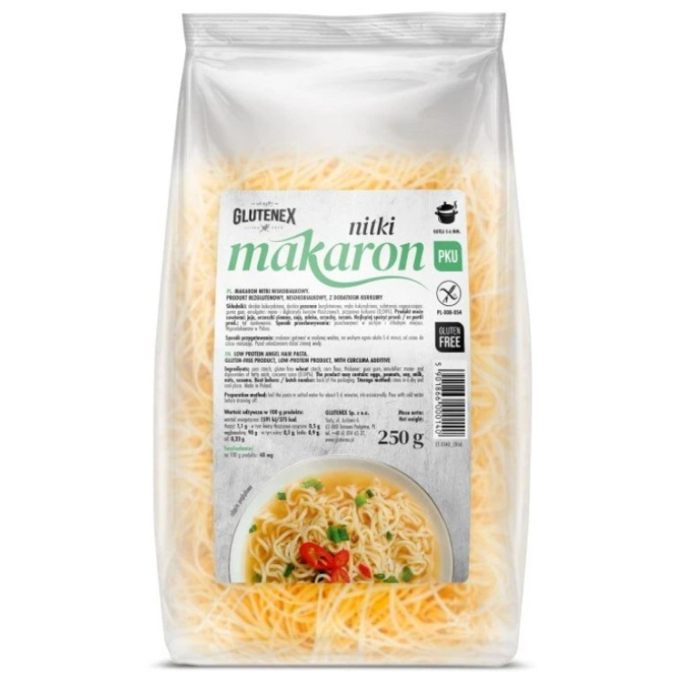 MAKARON NITKI NISKOBIAŁKOWY BEZGLUTENOWY 250 g - GLUTENEX