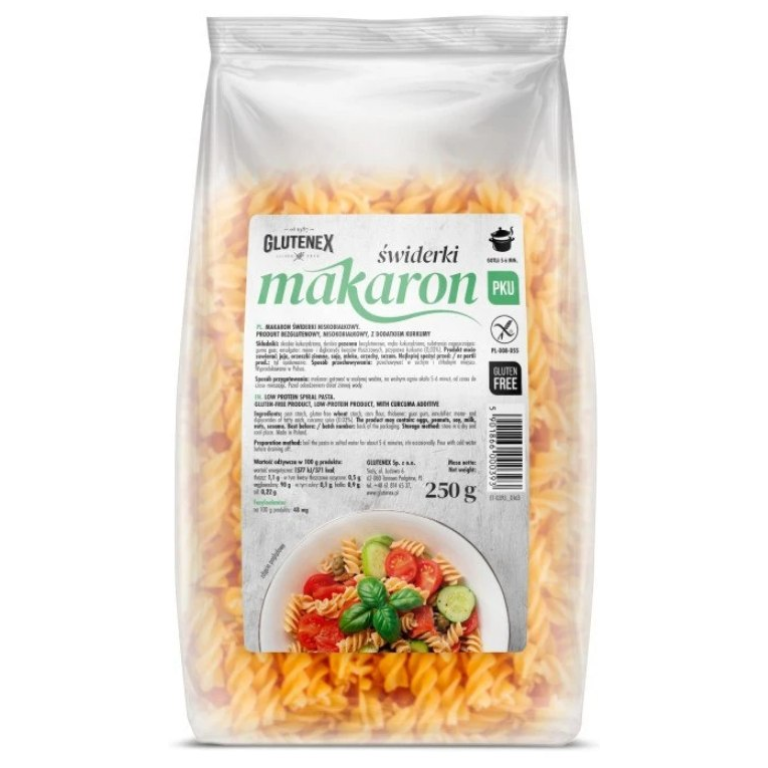 MAKARON ŚWIDERKI NISKOBIAŁKOWY BEZGLUTENOWY 250 g - GLUTENEX