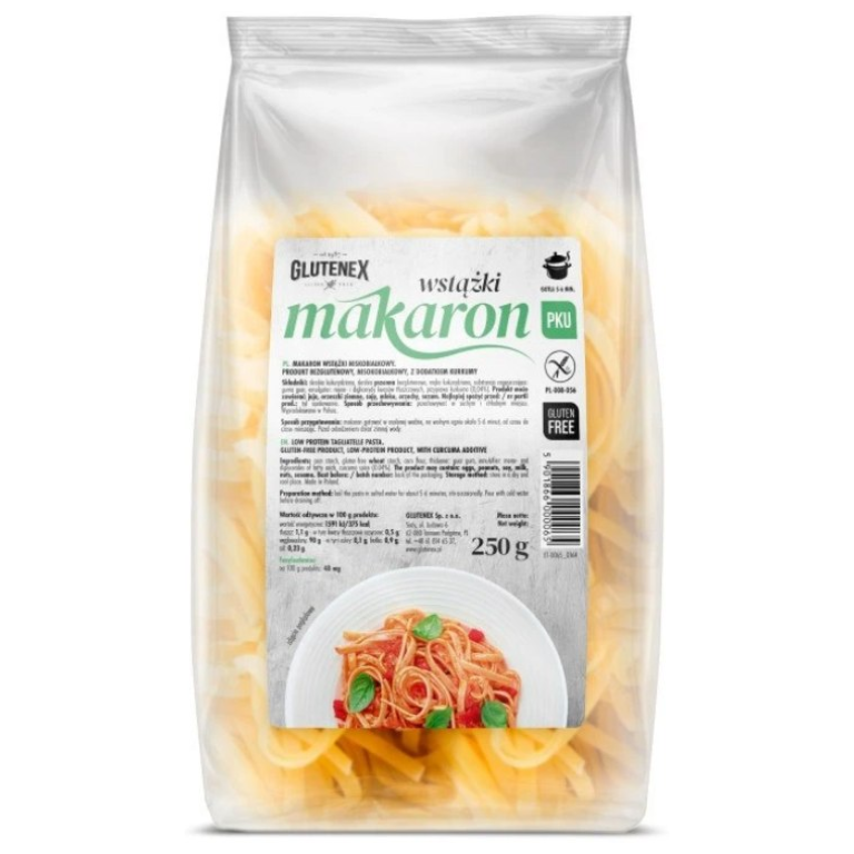 MAKARON WSTĄŻKI NISKOBIAŁKOWY BEZGLUTENOWY 250 g - GLUTENEX