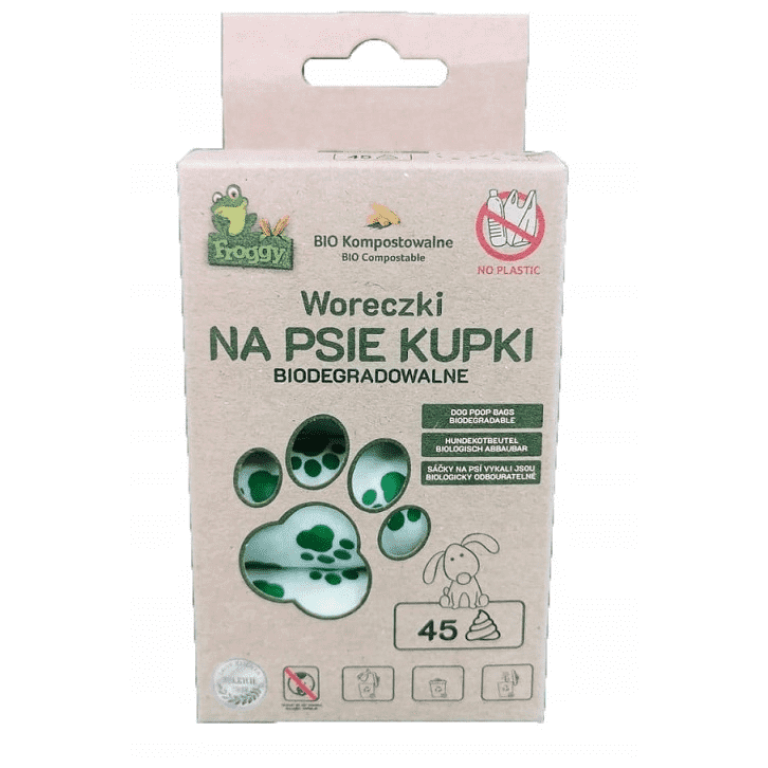 WORKI NA PSIE ODCHODY (KOMPOSTOWALNE I BIODEGRADOWALNE) 3 ROLKI 45 szt - FROGGY
