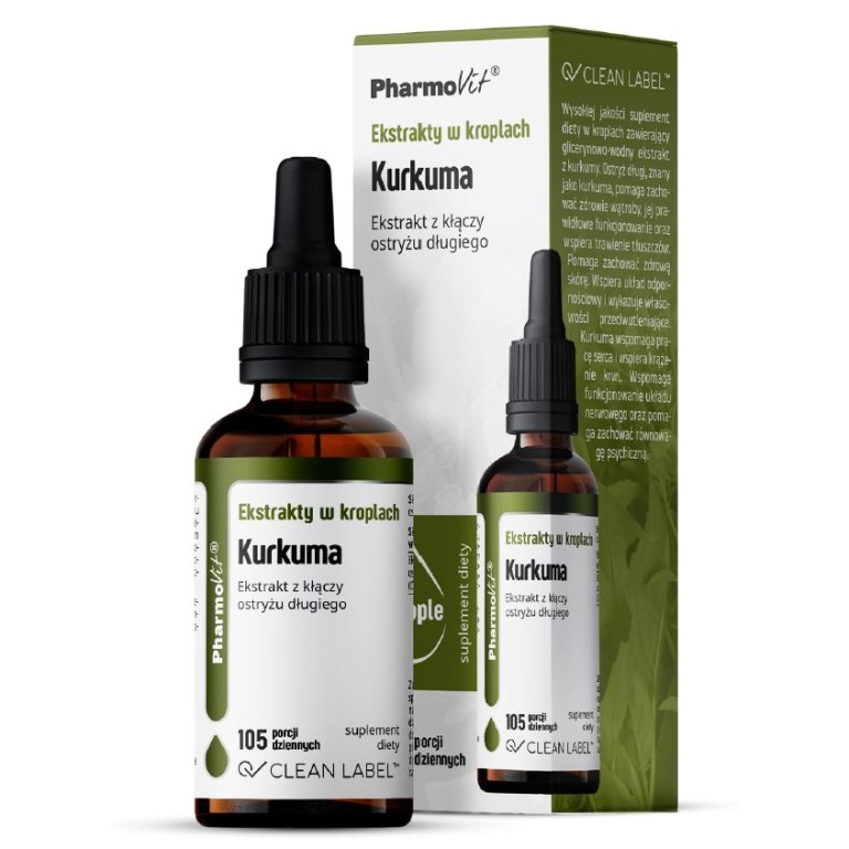 EKSTRAKTY W KROPLACH KURKUMA BEZGLUTENOWE 30 ml - PHARMOVIT (CLEAN LABEL)