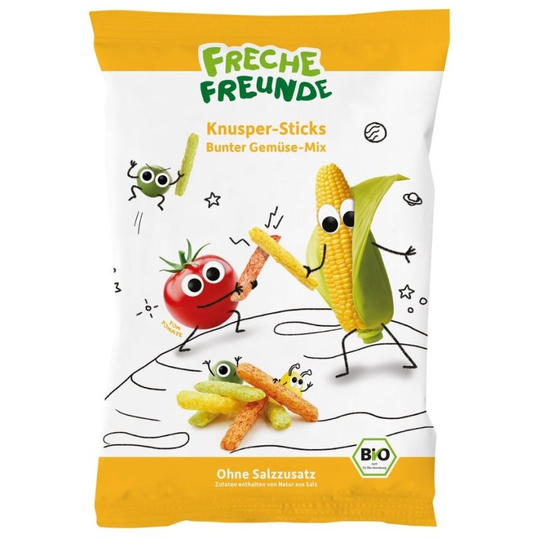 CHRUPKI KUKURYDZIANO - WARZYWNE BEZ DODATKU CUKRÓW OD 1 ROKU BIO 30 g - FRECHE FREUNDE