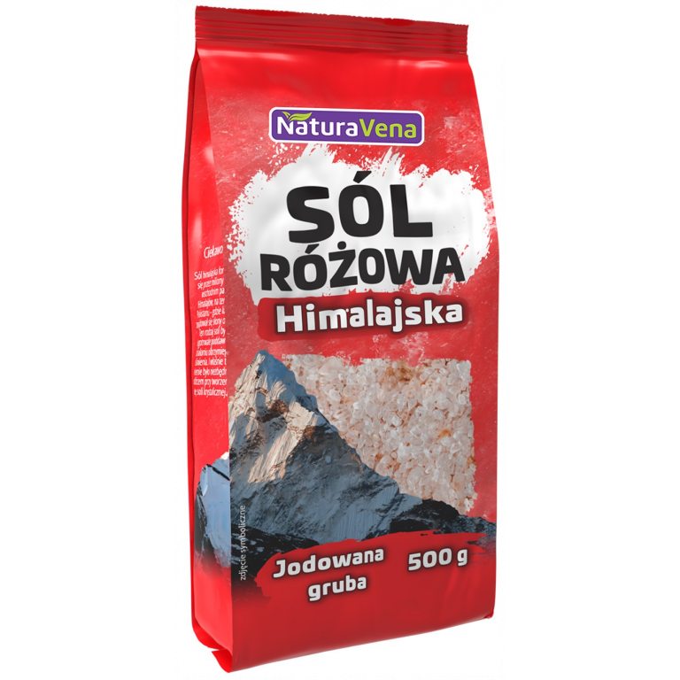 SÓL HIMALAJSKA RÓŻOWA GRUBO MIELONA JODOWANA 500 g - NATURAVENA