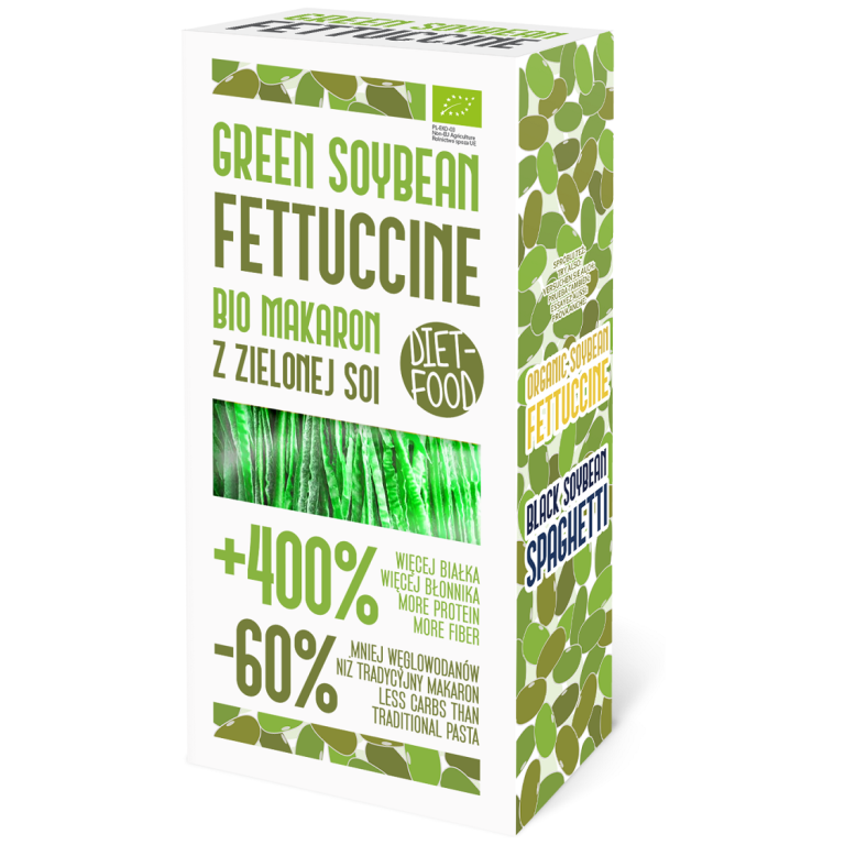 MAKARON PROTEINOWY (Z SOI ZIELONEJ) FETTUCCINE BEZGLUTENOWY BIO 200 g - DIET-FOOD