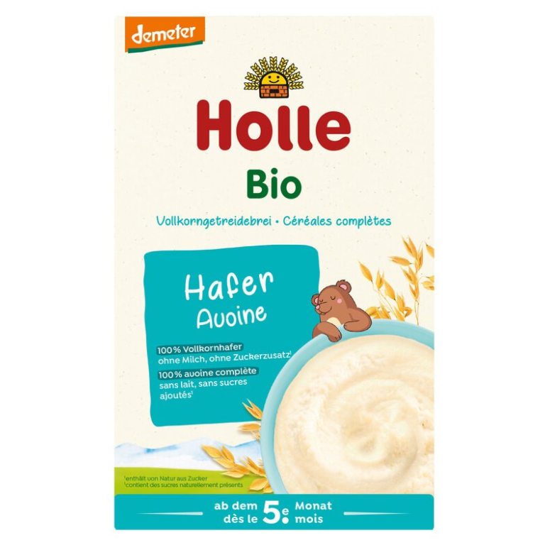 KASZKA OWSIANA PEŁNOZIARNISTA BEZ DODATKU CUKRÓW OD 5 MIESIĄCA DEMETER BIO 250 g - HOLLE