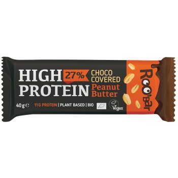 BATON PROTEINOWY Z ORZESZKAMI ZIEMNYMI W POLEWIE CZEKOLADOWEJ BEZGLUTENOWY BIO 40 g - ROOBAR