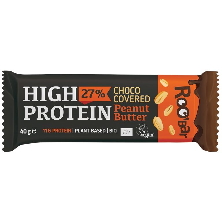BATON PROTEINOWY Z ORZESZKAMI ZIEMNYMI W POLEWIE CZEKOLADOWEJ BEZGLUTENOWY BIO 40 g - ROOBAR