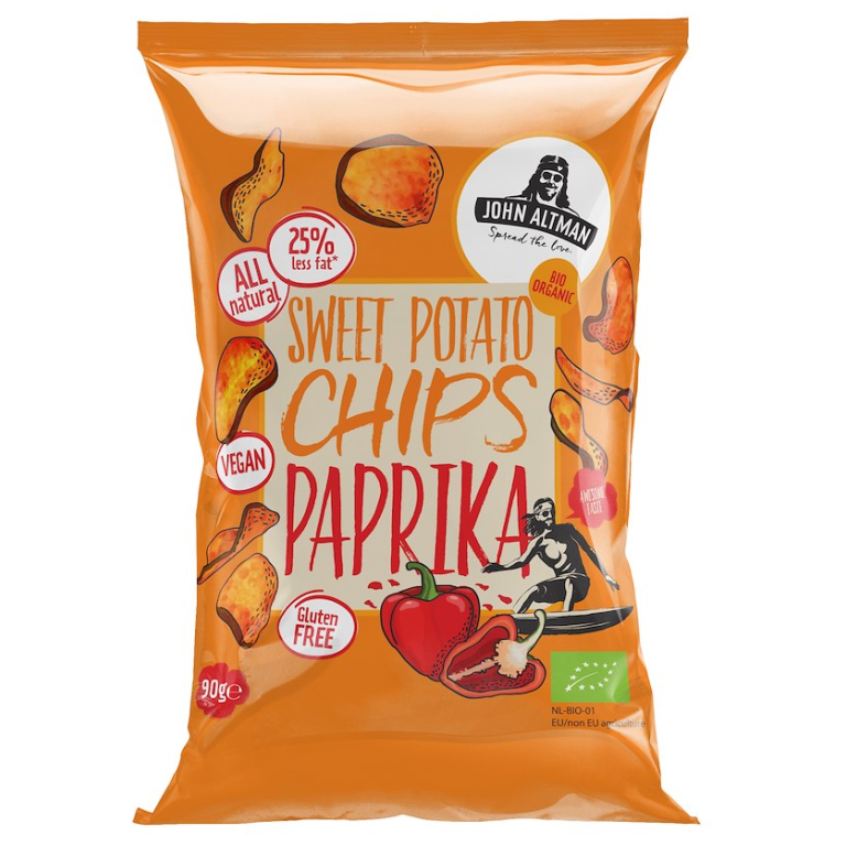 CHIPSY Z BATATÓW Z PAPRYKĄ SŁODKĄ WĘDZONĄ BEZGLUTENOWE BIO 90 g - JOHN ALTMAN