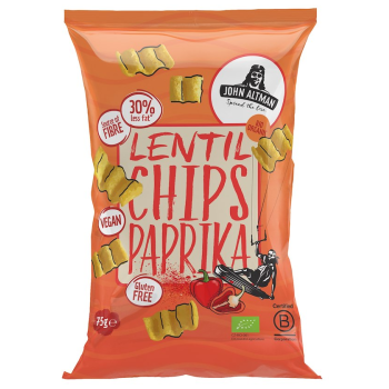 CHIPSY Z SOCZEWICY PAPRYKOWE BEZGLUTENOWE BIO 75 g - JOHN ALTMAN