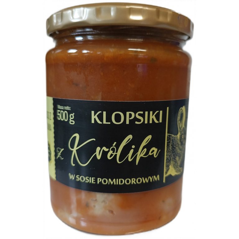 KLOPSIKI Z KRÓLIKA W SOSIE POMIDOROWYM 500 g - AMCIU