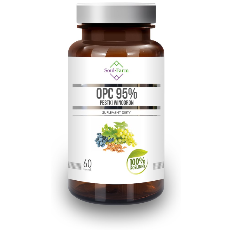 PESTKI WINOGRON EKSTRAKT 95 % OPC (450 mg) 60 KAPSUŁEK - SOUL FARM