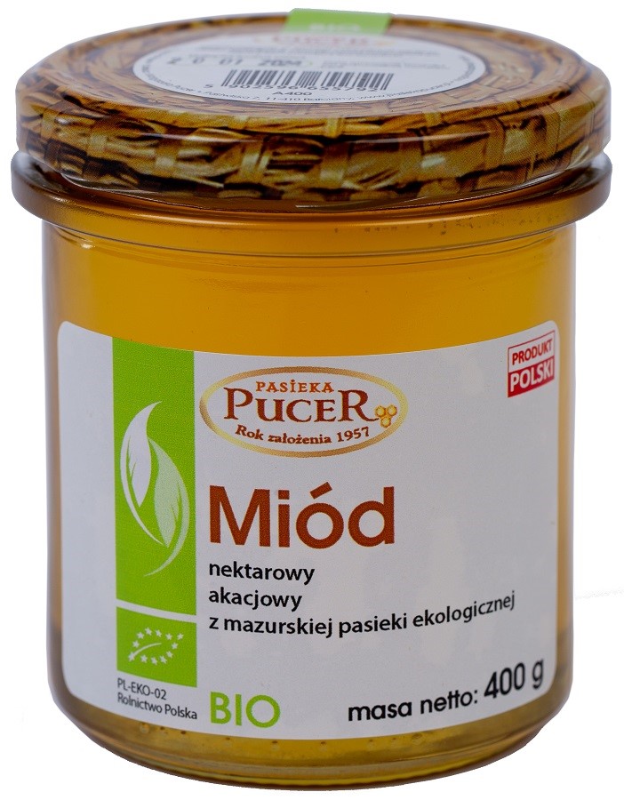 MIÓD NEKTAROWY AKACJOWY  BIO 400 g - PASIEKA PUCER