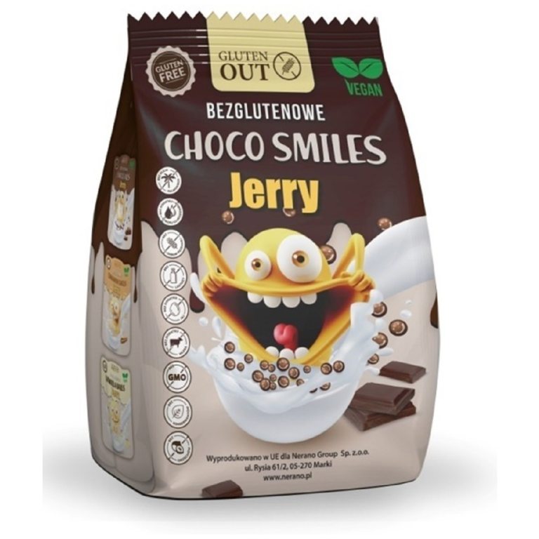 CHRUPKI ZBOŻOWE KAKAOWE SMILES BEZGLUTENOWE 375 g - JERRY GLUTEN OUT