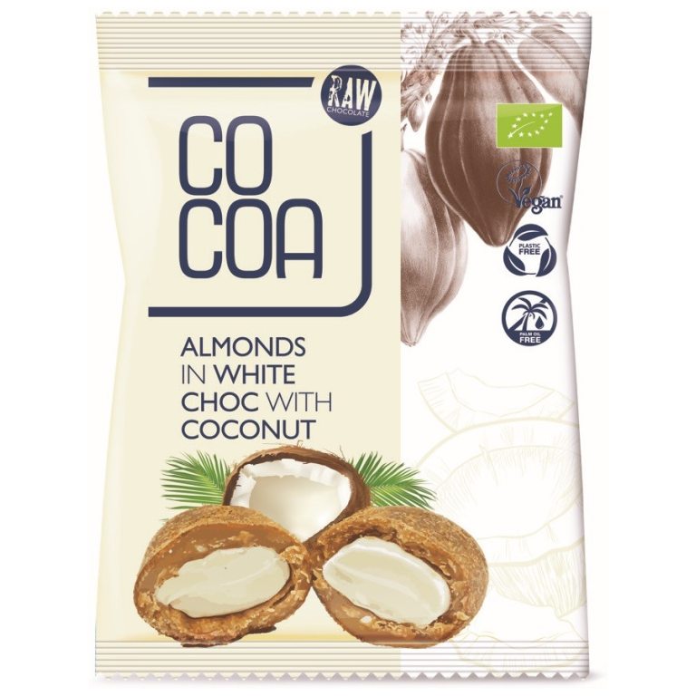 MIGDAŁY W BIAŁEJ POLEWIE KOKOSOWEJ BIO 70 g - COCOA