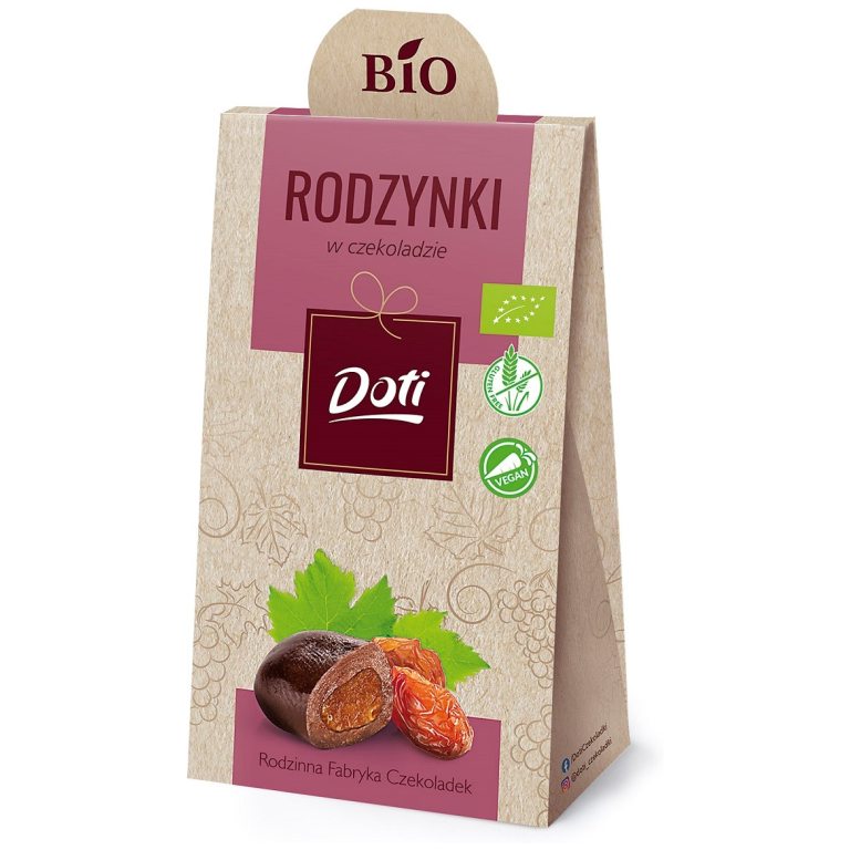 RODZYNKI W CZEKOLADZIE BEZGLUTENOWE BIO 50 g - DOTI