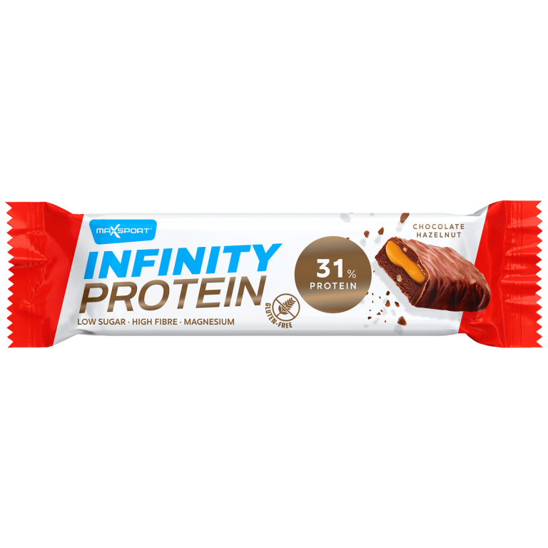 BATON PROTEINOWY Z KARMELEM I ORZECHAMI LASKOWYMI W MLECZNEJ CZEKOLADZIE BEZGLUTENOWY 55 g - MAXSPORT