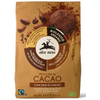 CIASTKA KAKAOWE Z ZIARNAMI KAKAO FAIR TRADE BIO 250 g - ALCE NERO