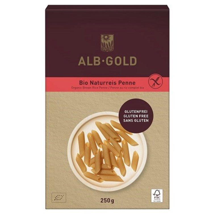 MAKARON (RYŻOWY RAZOWY) PENNE BEZGLUTENOWY BIO 250 g - ALB GOLD