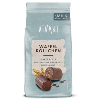 RURKI WAFLOWE W MLECZNEJ CZEKOLADZIE BIO 125 g - VIVANI