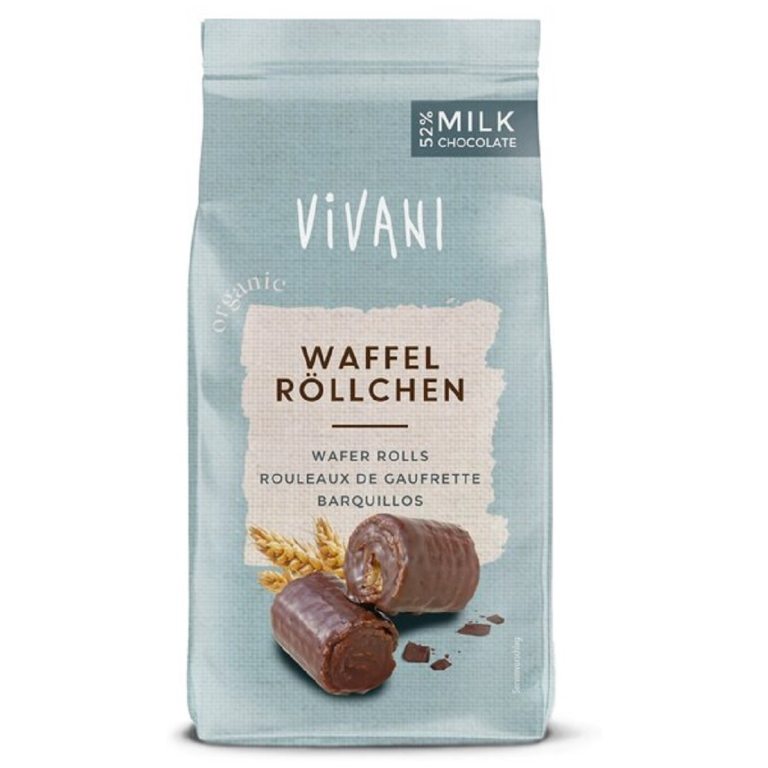 RURKI WAFLOWE W MLECZNEJ CZEKOLADZIE BIO 125 g - VIVANI
