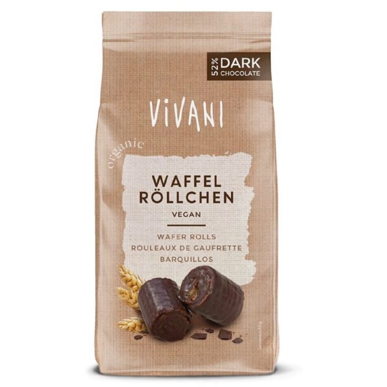 RURKI WAFLOWE W GORZKIEJ CZEKOLADZIE BIO 125 g - VIVANI