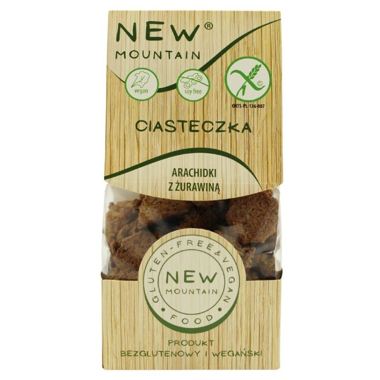 CIASTKA Z ORZESZKÓW ZIEMNYCH Z ŻURAWINĄ BEZGLUTENOWE 220 g - NEW MOUNTAIN