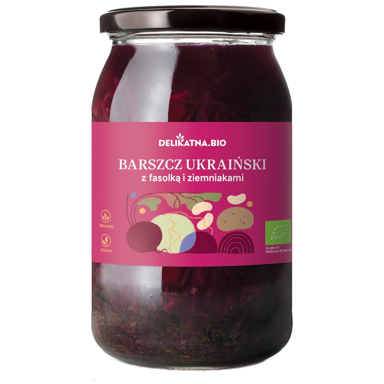 ZUPA BARSZCZ UKRAIŃSKI Z FASOLKĄ I ZIEMNIAKAMI BIO 900 ml - DELIKATNA